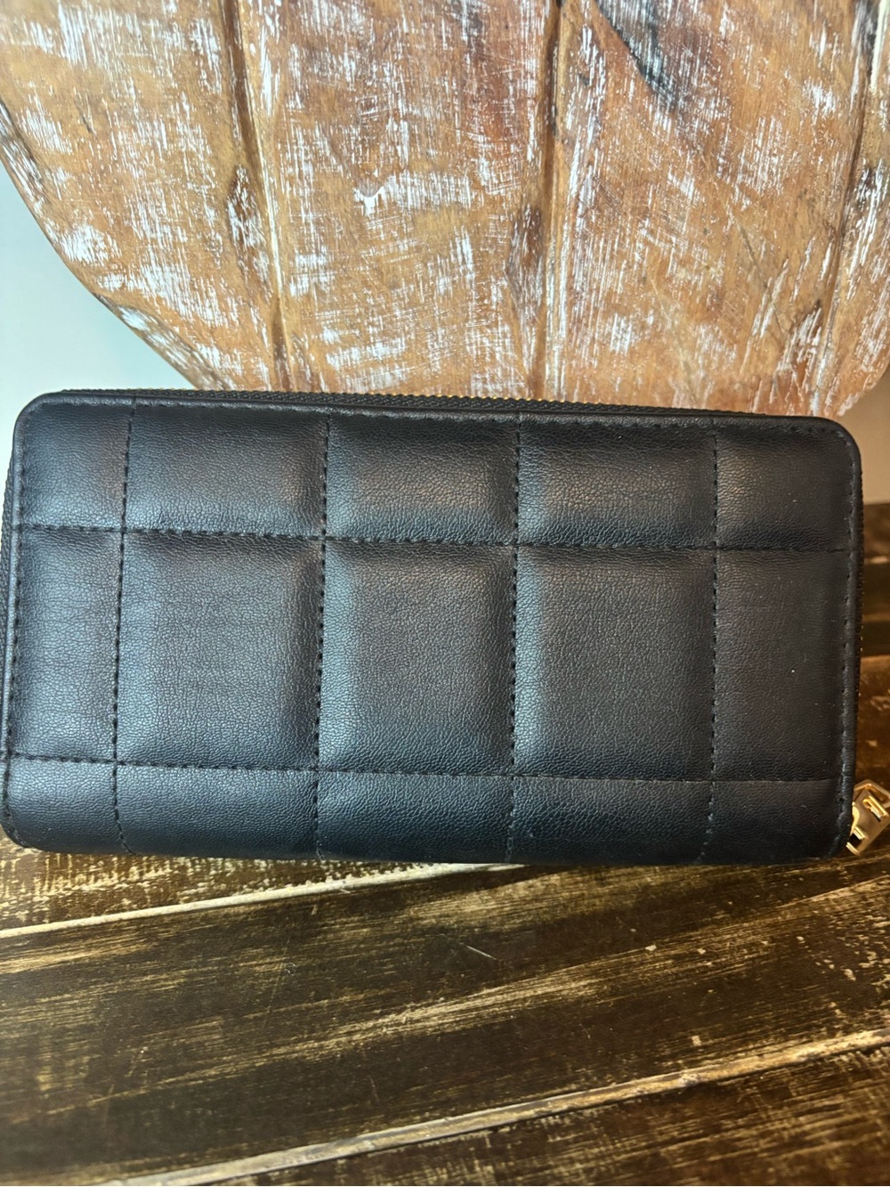 Quilted Black Zip Wallet